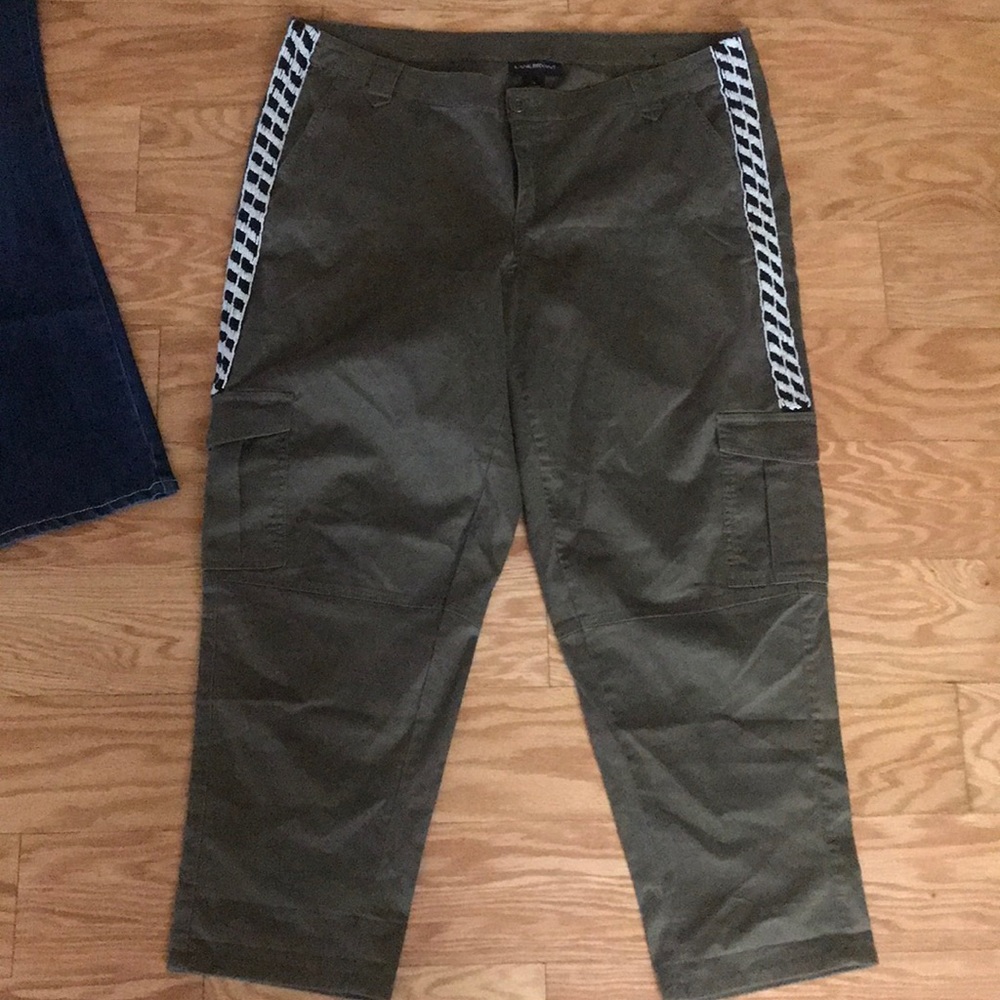 Lane Bryant beaded green cargo Capri